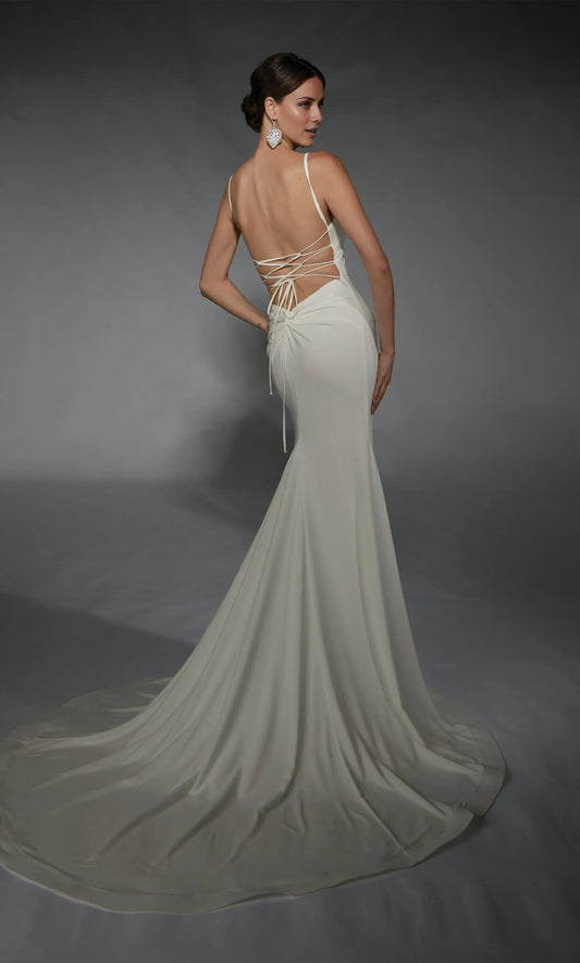 Mermaid Spaghetti Strap Lace Mini Wedding Dress - Yihuiw by Yihuiw