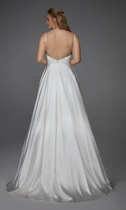 Spaghetti Strap Satin Mini Wedding Dress - Yihuiw by Yihuiw