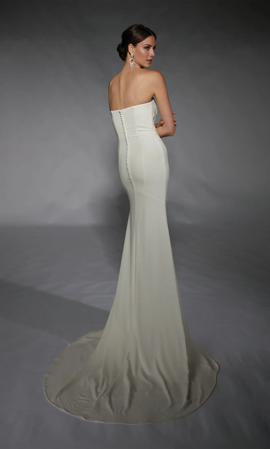 Mermaid Strapless Crepe High Slit Mini Wedding Dress - Yihuiw by Yihuiw