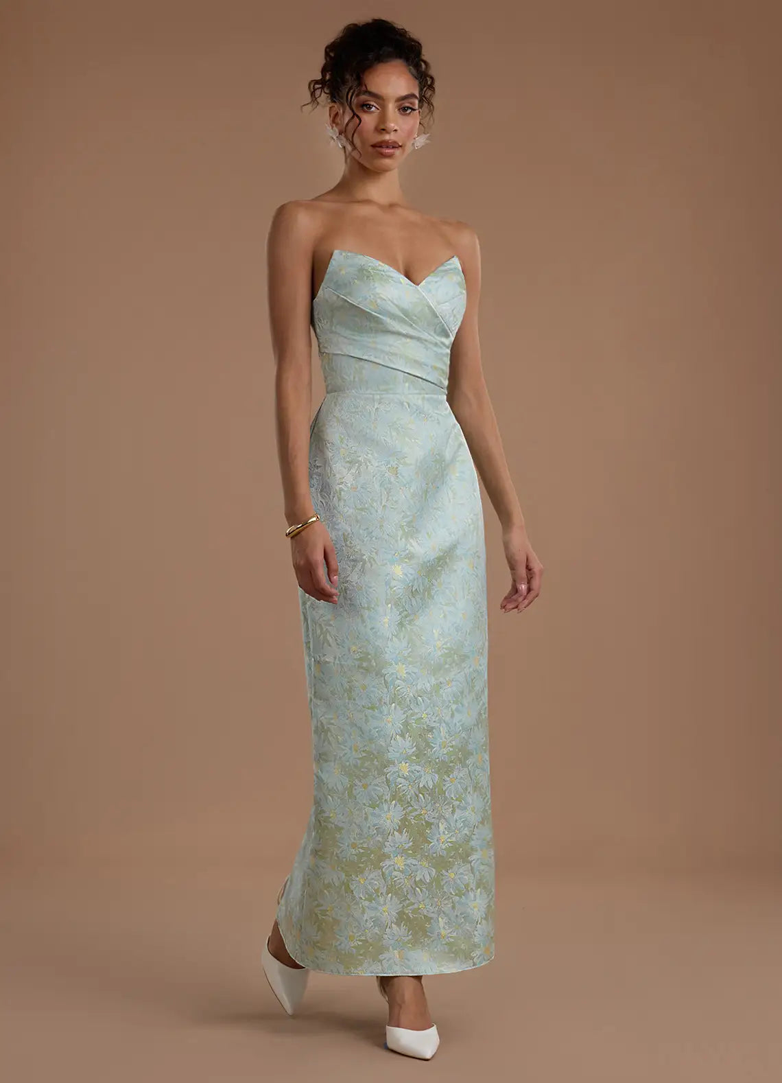 Mint Sweetheart Satin High Slit Midi Wedding Dress - Yihuiw by Yihuiw