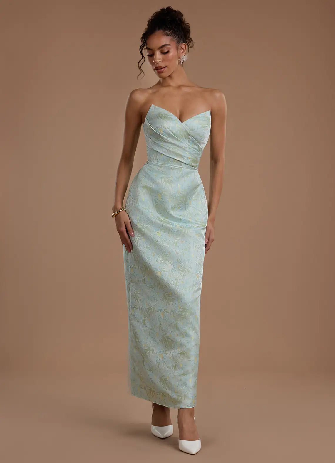 Mint Sweetheart Satin High Slit Midi Wedding Dress - Yihuiw by Yihuiw