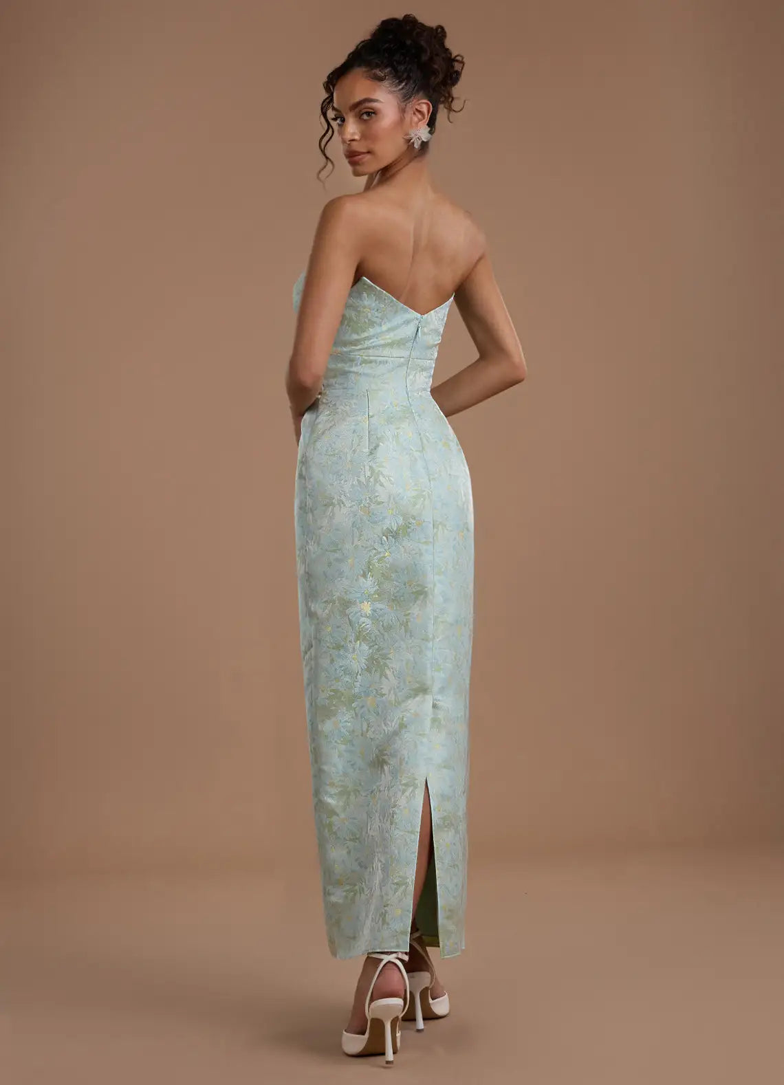 Mint Sweetheart Satin High Slit Midi Wedding Dress - Yihuiw by Yihuiw