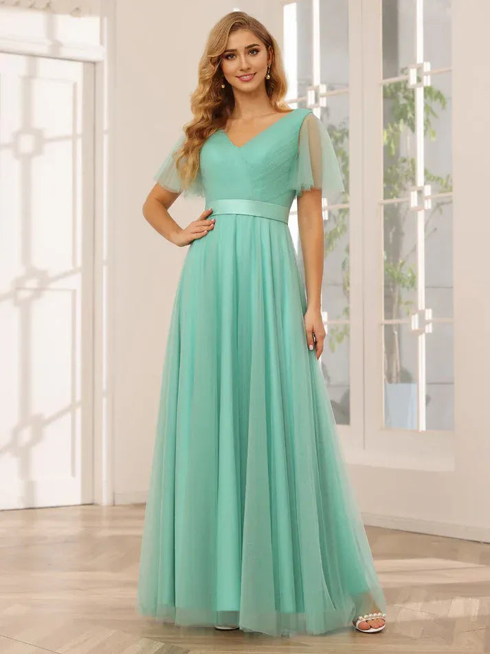 Empire Waist Tulle Mini Wedding Dress - Yihuiw by Yihuiw