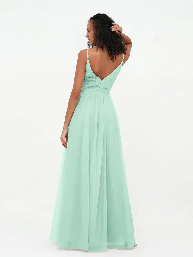 Empire Waist Spaghetti Strap Tulle Wedding Dress - Yihuiw by Yihuiw