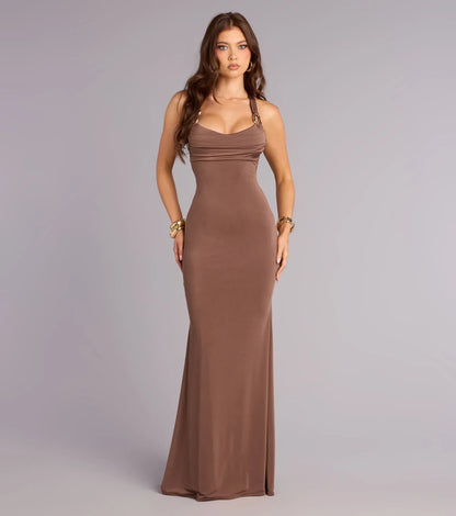 Mocha Mermaid Floor-Length Wedding Dress - Yihuiw by Yihuiw