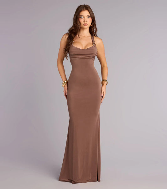 Mocha Mermaid Floor-Length Wedding Dress - Yihuiw by Yihuiw