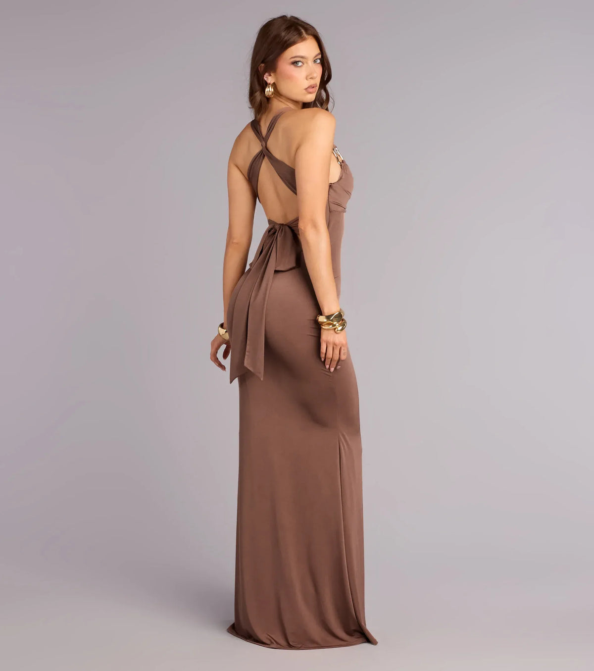 Mocha Mermaid Floor-Length Wedding Dress - Yihuiw by Yihuiw