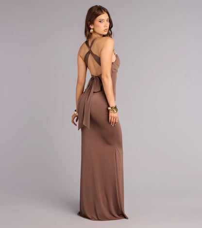 Mocha Mermaid Floor-Length Wedding Dress - Yihuiw by Yihuiw