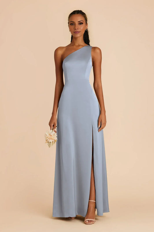 A-Line One-Shoulder Sleeveless Floor-Length Wedding Dress - Yihuiw by Yihuiw