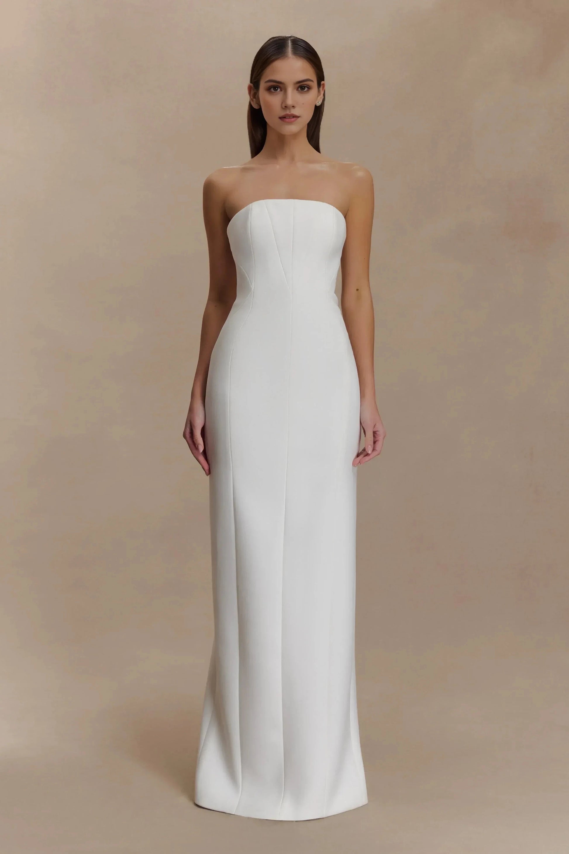 Modern Sheath Strapless Sleeveless Zipper Back Floor Length Prom Dress by YiHuiw