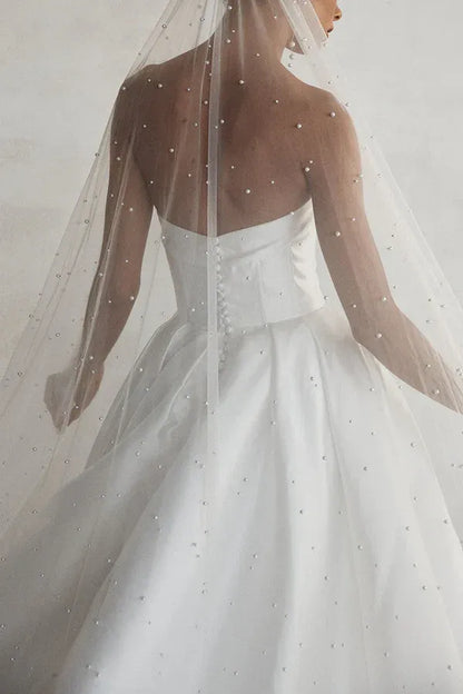 A-Line V-Neck Sleeveless Floor-Length Wedding Dress - Yihuiw by Yihuiw
