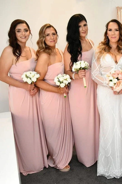 One-Shoulder Sleeveless Backless Floor-Length Wedding Dress - Yihuiw by Yihuiw