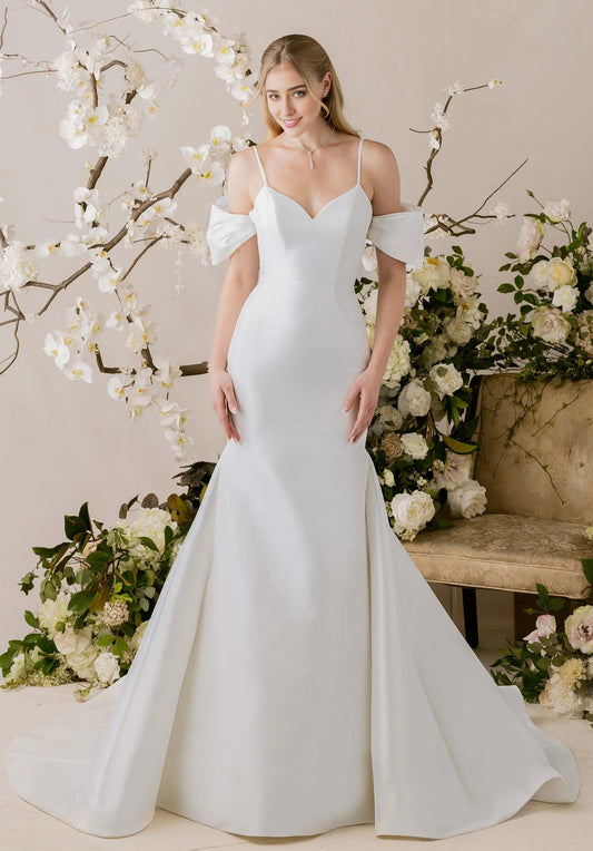 Mermaid Satin Button Back Wedding Dress - Yihuiw by Yihuiw