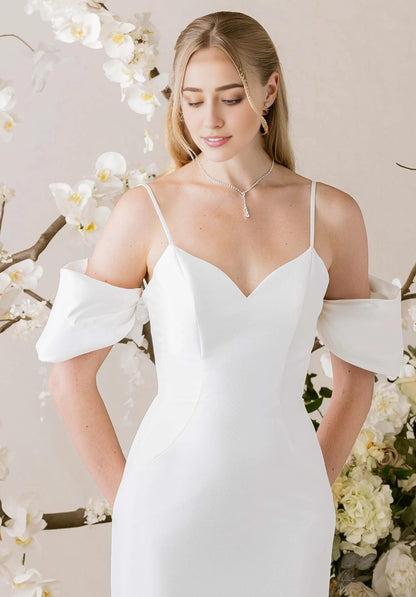 Mermaid Satin Button Back Wedding Dress - Yihuiw by Yihuiw