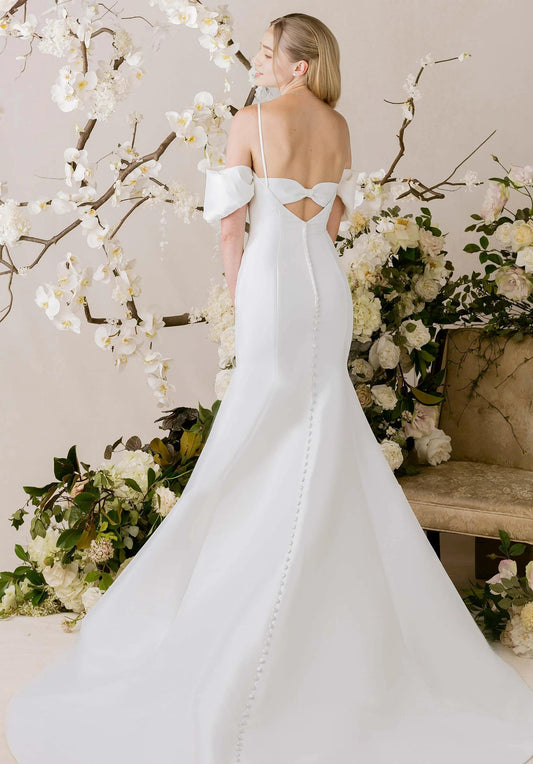 Mermaid Satin Button Back Wedding Dress - Yihuiw by Yihuiw