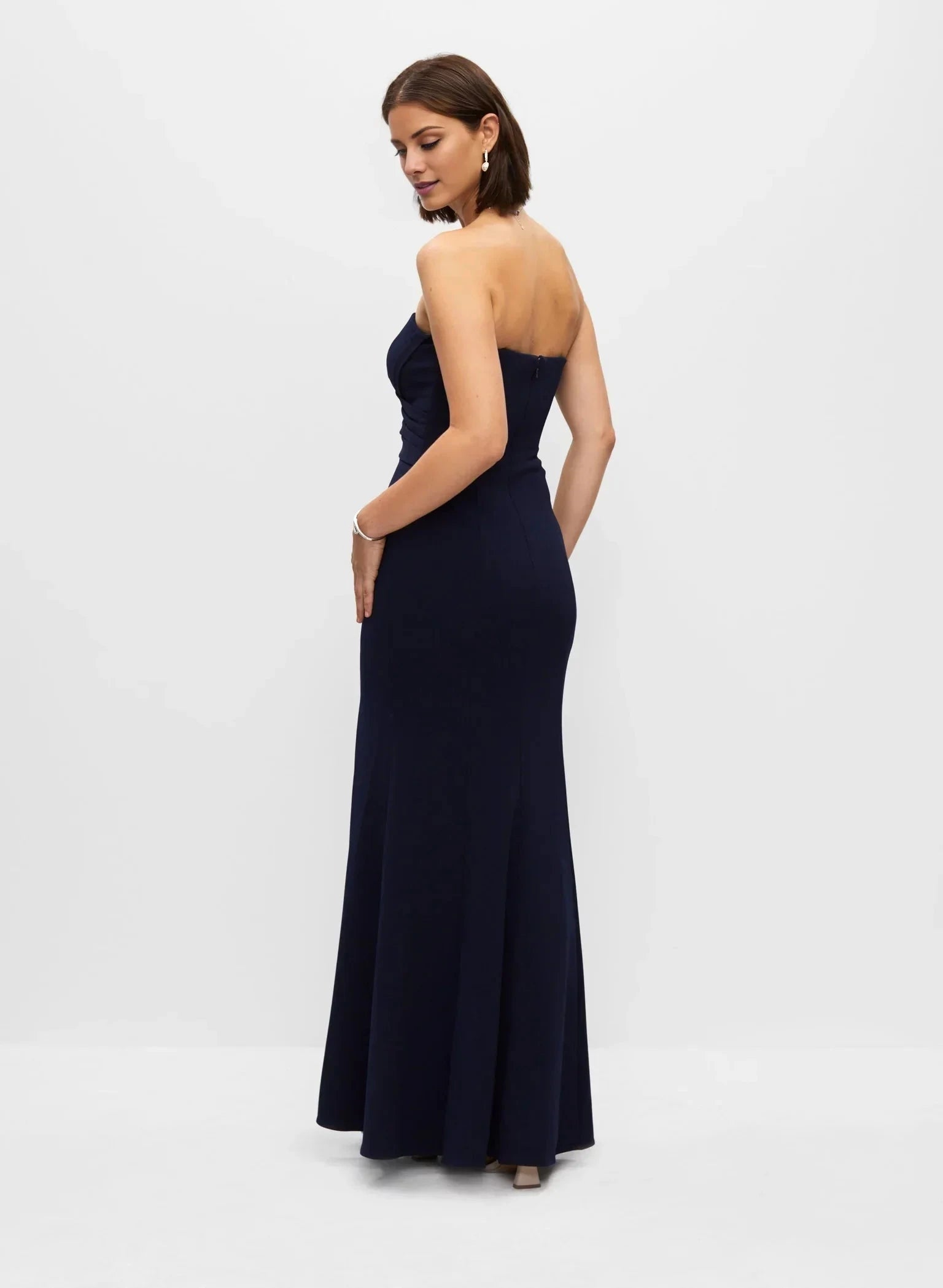 Modern Off the Shoulder Neck Strapless Ruched Side-Slit Mermaid Floor-Length Evening Dress by YiHuiw
