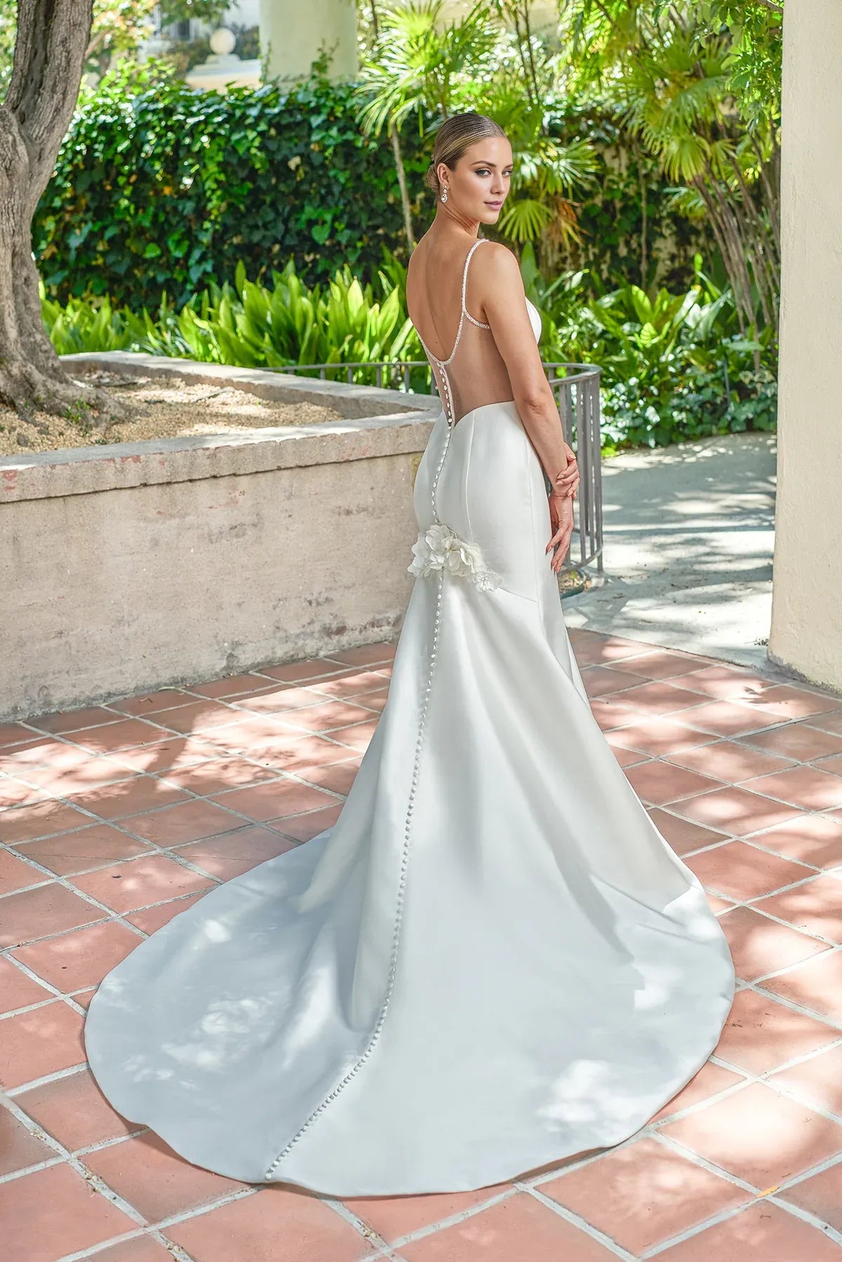 Mermaid Spaghetti Strap Satin Beaded Wedding Dress - Yihuiw by Yihuiw