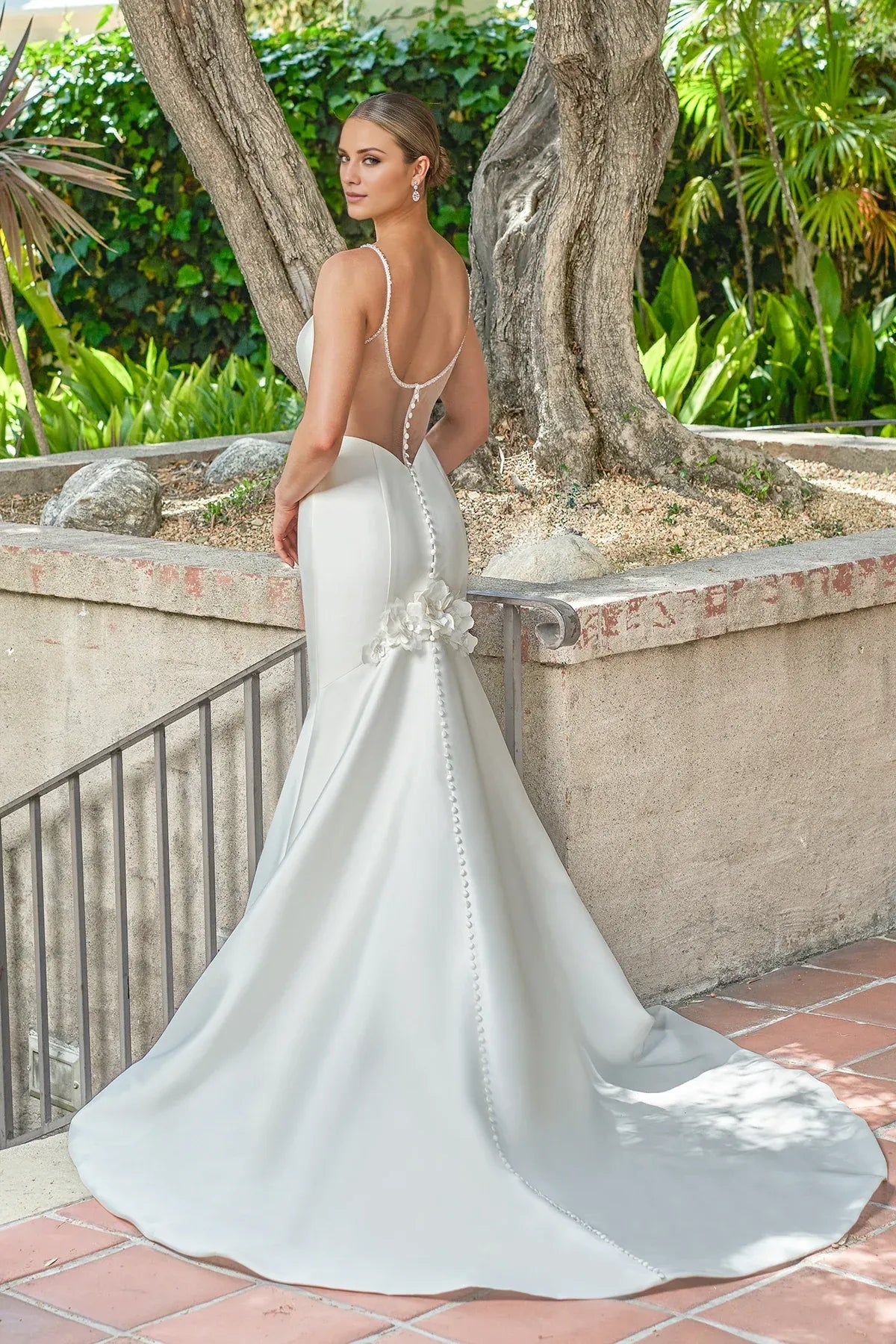 Mermaid Spaghetti Strap Satin Beaded Wedding Dress - Yihuiw by Yihuiw