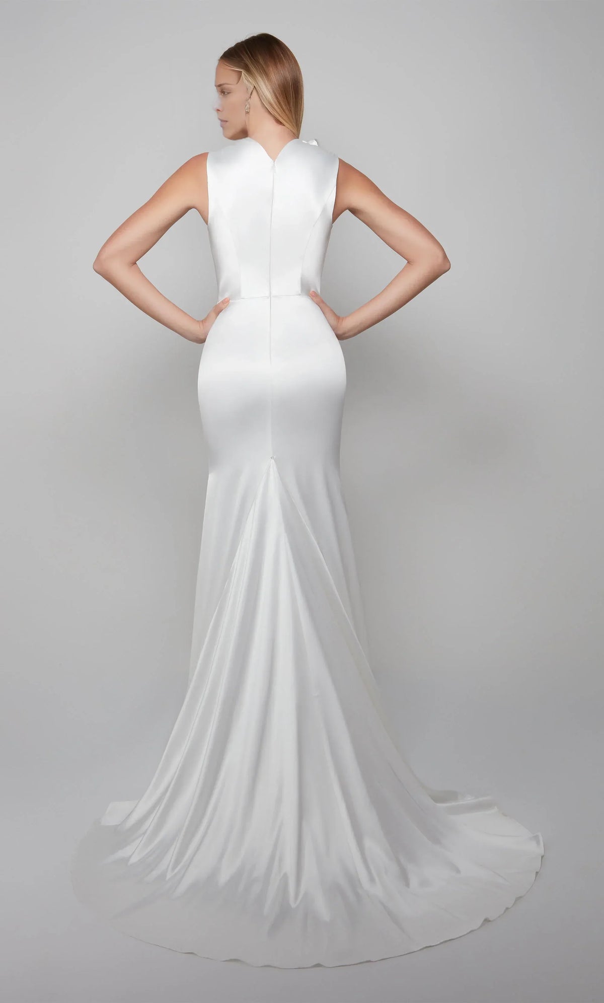 Mermaid Cowl Neck Satin Wedding Dress - Yihuiw by Yihuiw