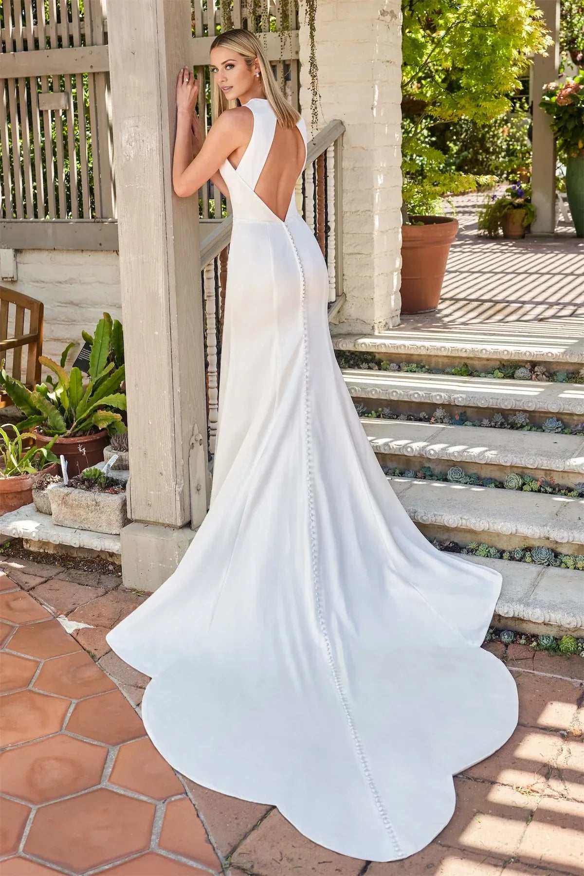 Mermaid Halter Crepe High Slit Wedding Dress - Yihuiw by Yihuiw