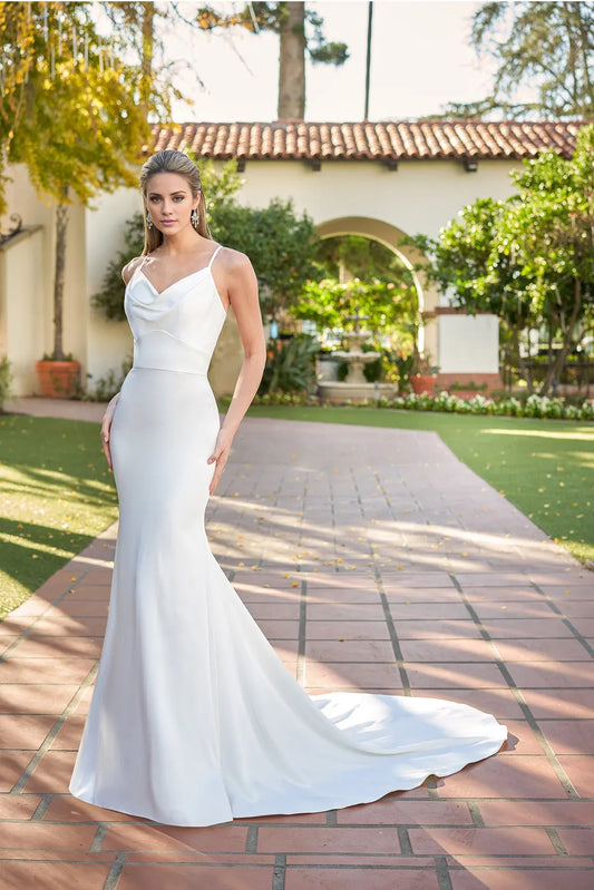 Mermaid Spaghetti Strap Satin Floor-Length Wedding Dress - Yihuiw by Yihuiw
