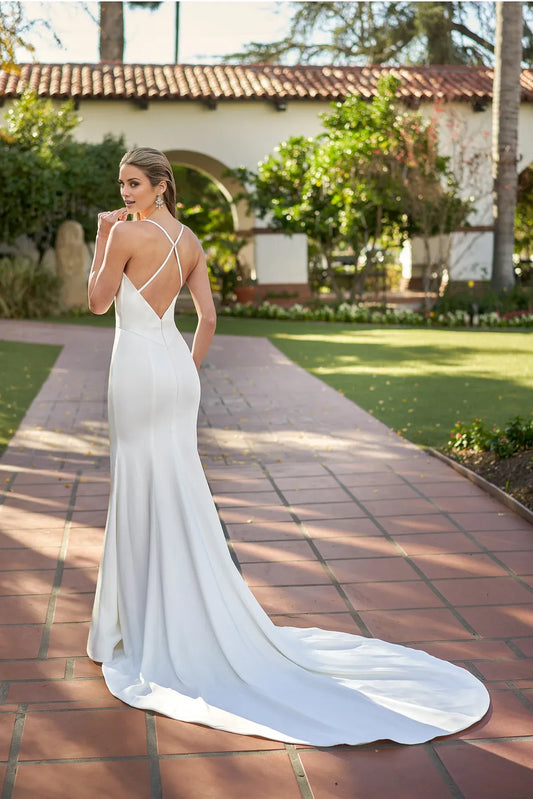 Mermaid Spaghetti Strap Satin Floor-Length Wedding Dress - Yihuiw by Yihuiw