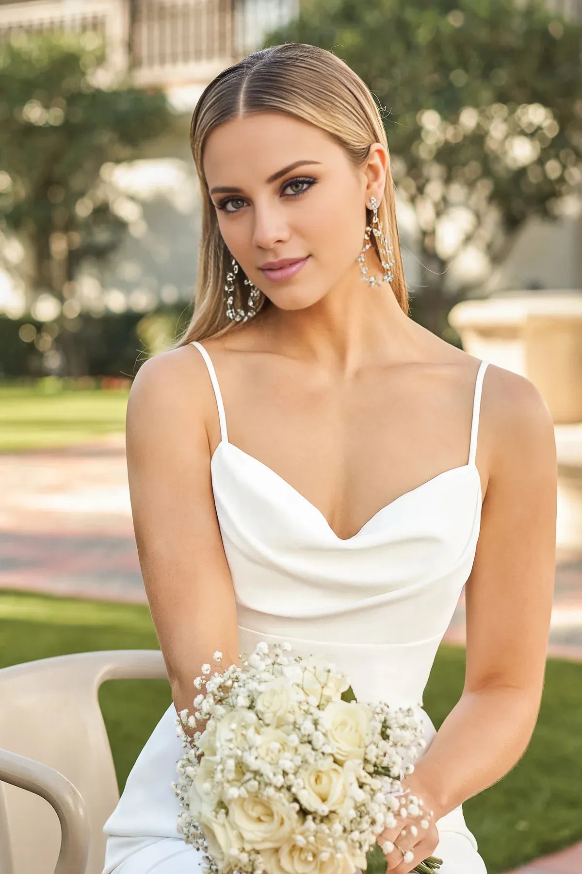 Mermaid Spaghetti Strap Crepe Train Wedding Dress - Yihuiw by Yihuiw