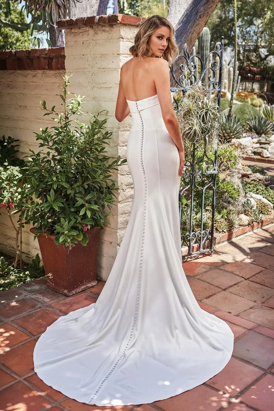 Mermaid Strapless High Slit Floor-Length Wedding Dress - Yihuiw by Yihuiw