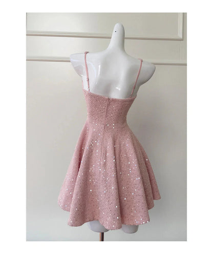 Modest A line Square Pink Short Mini Formal 8th Grade Homecoming Dresses Middle School Short Cocktail Dress Hoco Outfits simple gentle atmospheric and unique desi Bring summer colors to enhance whiteness by YiHuiw