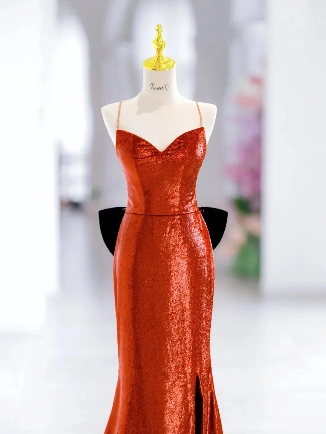 Modest Mermaid Spaghetti Straps Sequin Long Slit Evening Party Gowns Evening Dress Special Formal Dresses Prom Dress by YiHuiw