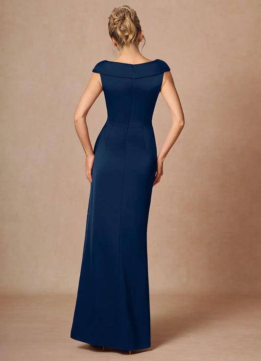 Navy Mermaid Satin Wrap Floor-Length Wedding Dress - Yihuiw by Yihuiw