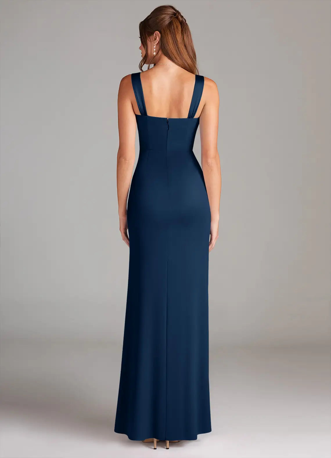 Navy Mermaid Sweetheart Satin Floor-Length Wedding Dress - Yihuiw by Yihuiw