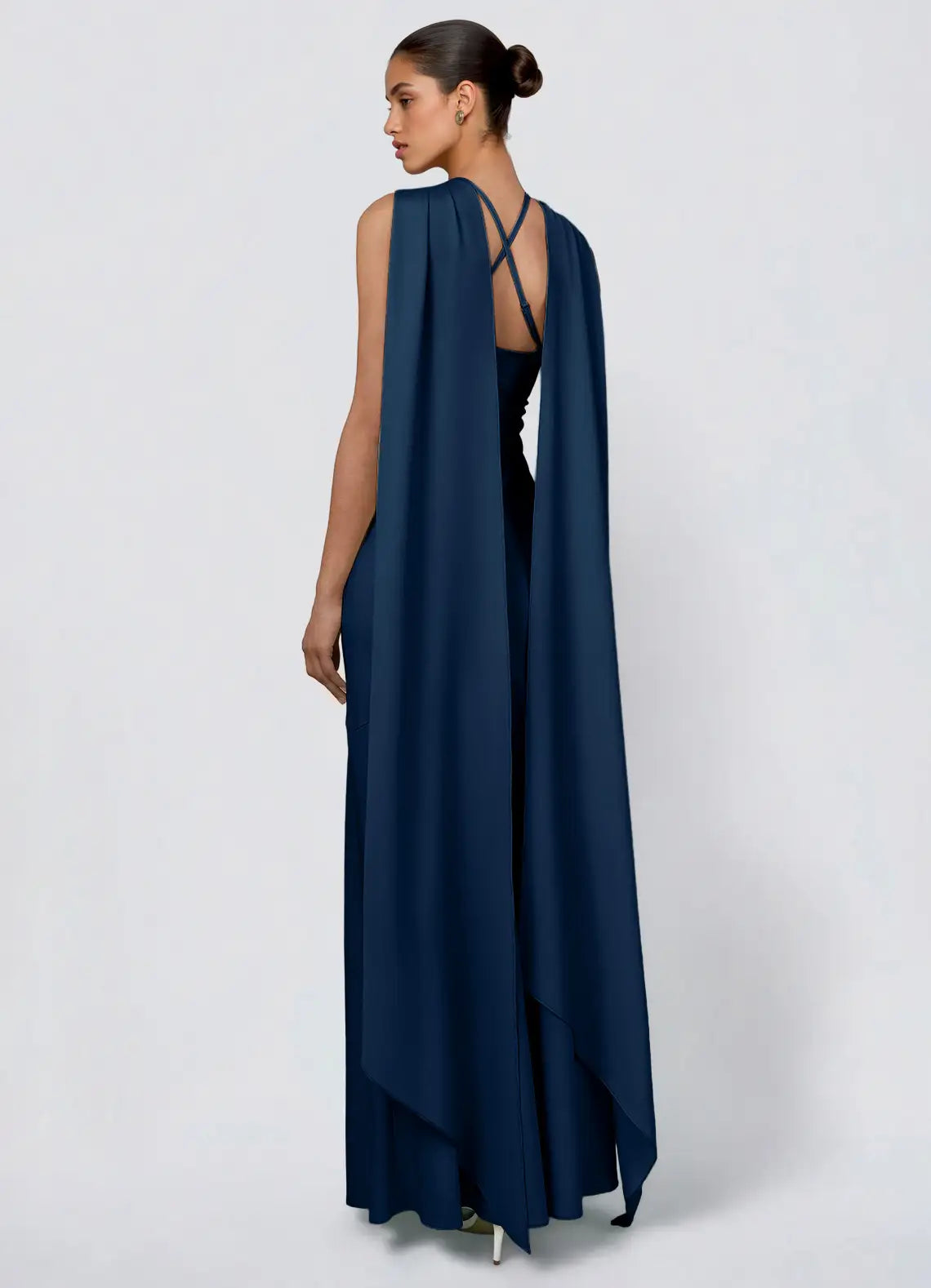 Navy Mermaid Halter Floor-Length Wedding Dress - Yihuiw by Yihuiw