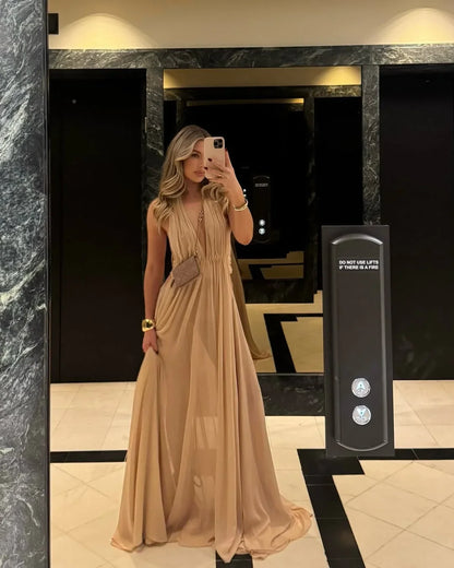 Halter Chiffon Floor-Length Wedding Dress - Yihuiw by Yihuiw