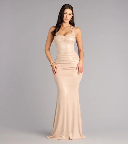 Mermaid Sweetheart Satin Ruched Floor-Length Wedding Dress - Yihuiw by Yihuiw