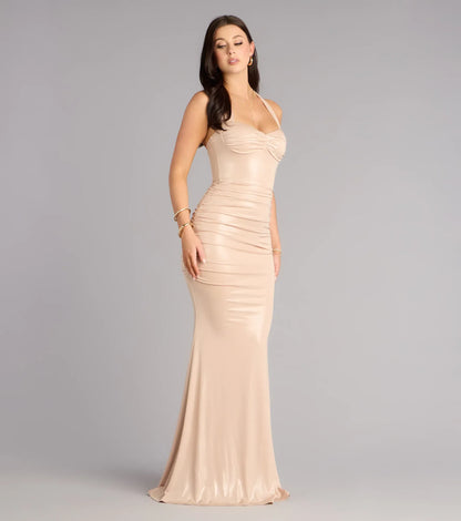 Mermaid Sweetheart Satin Ruched Floor-Length Wedding Dress - Yihuiw by Yihuiw