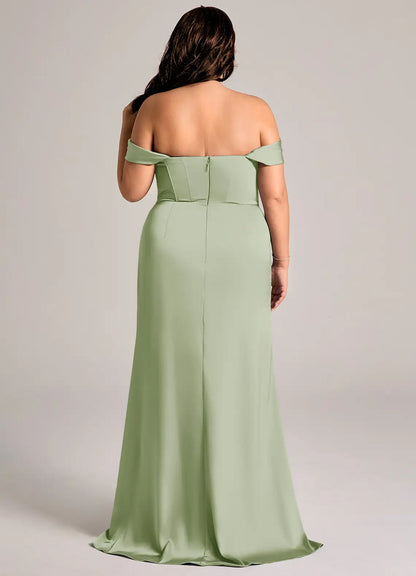 Off-Shoulder High Slit Floor-Length Wedding Dress - Yihuiw by Yihuiw