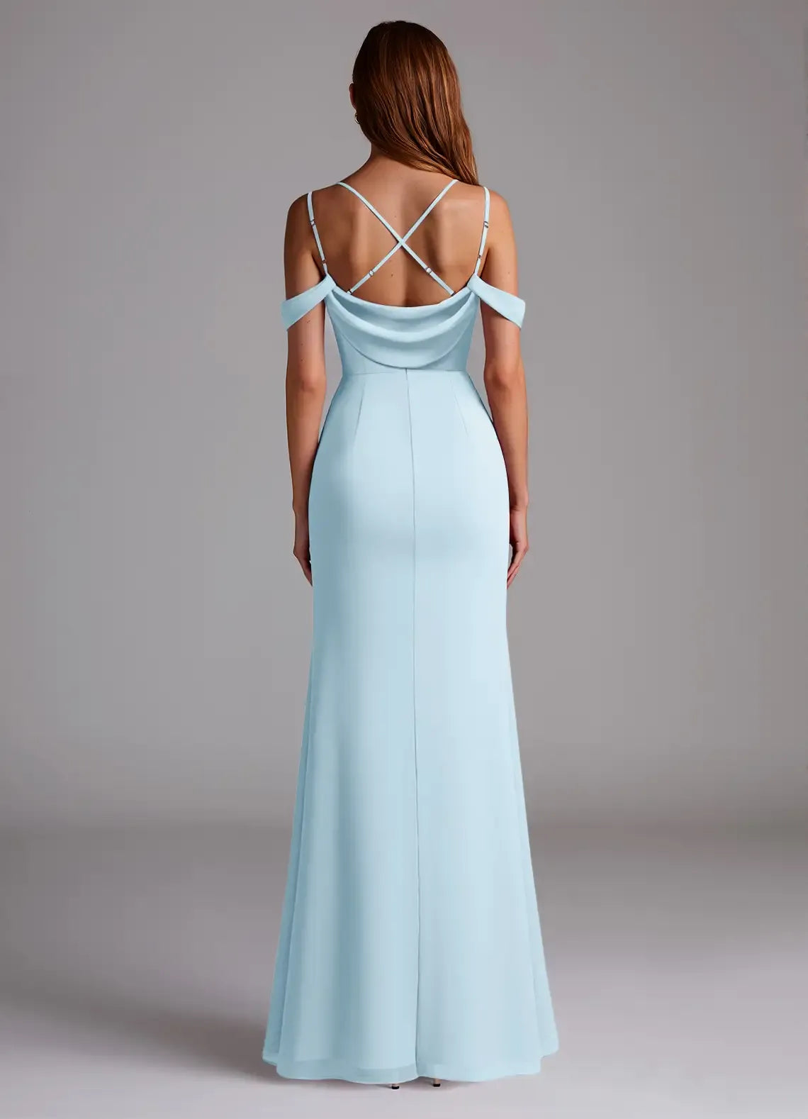 Off-Shoulder Chiffon High Slit Wedding Dress - Yihuiw by Yihuiw