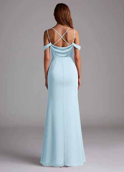 Off-Shoulder Chiffon High Slit Wedding Dress - Yihuiw by Yihuiw