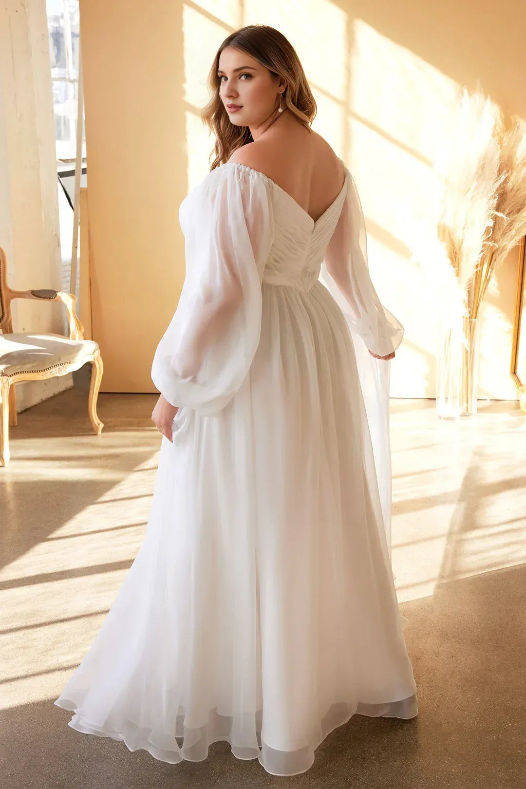 Chiffon Pleated Wedding Dress - Yihuiw by Yihuiw