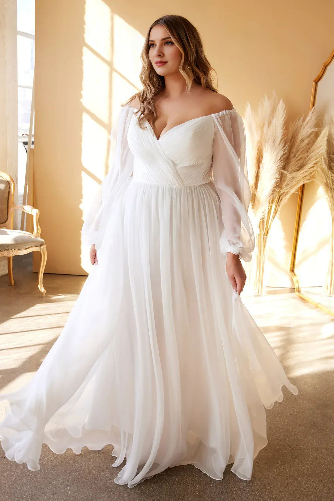 Chiffon Pleated Wedding Dress - Yihuiw by Yihuiw