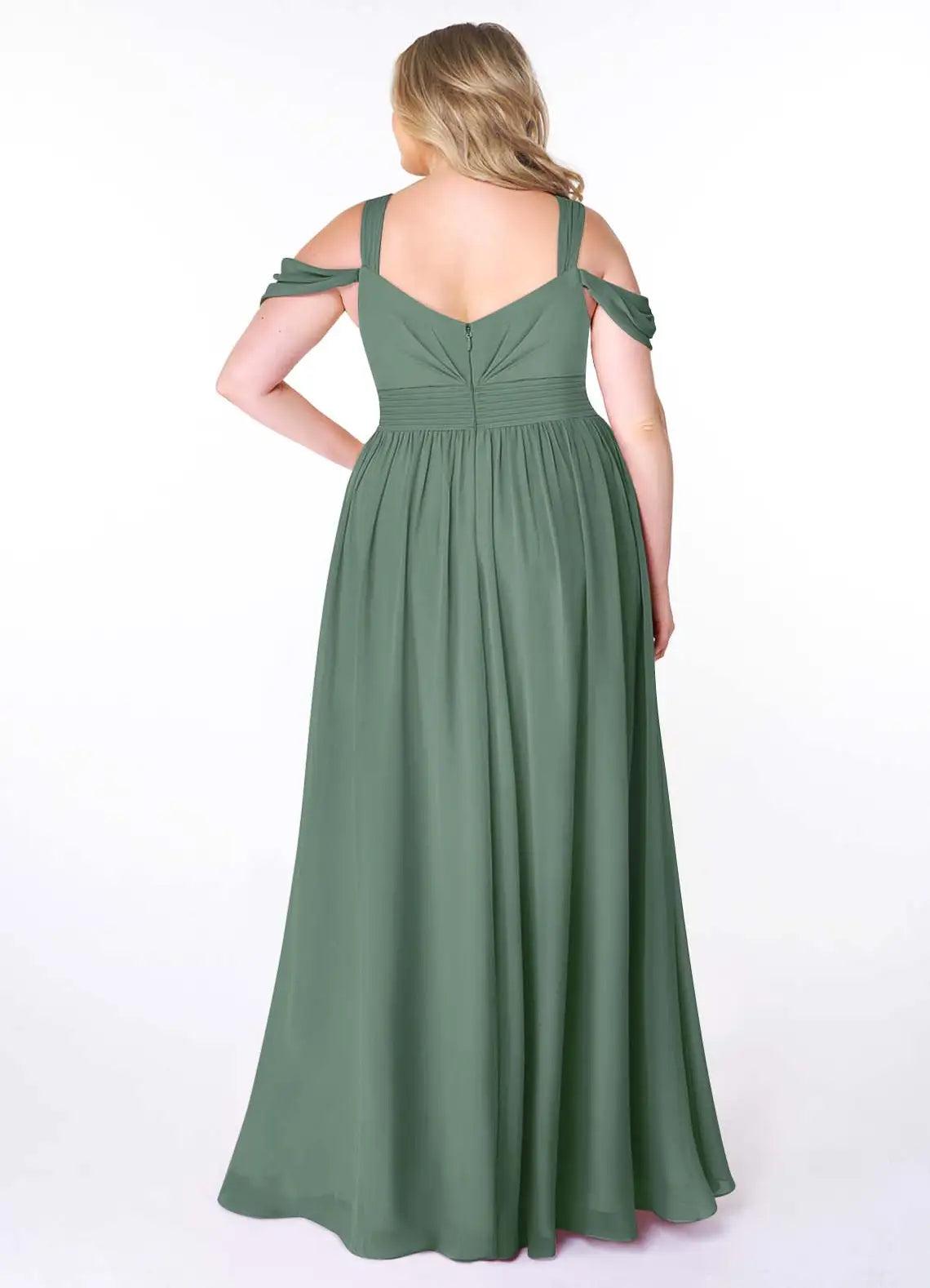 Off-Shoulder Chiffon Ruffled Floor-Length Wedding Dress - Yihuiw by Yihuiw