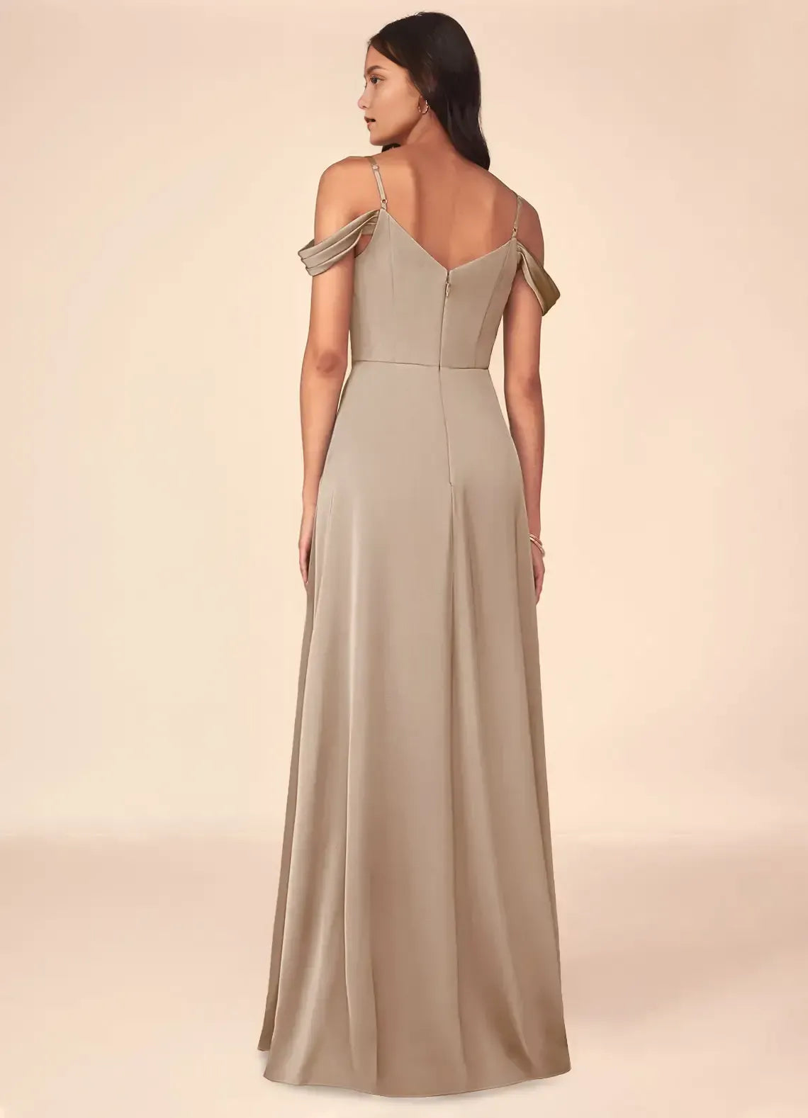 A-Line Off-Shoulder Satin High Slit Wedding Dress - Yihuiw by Yihuiw