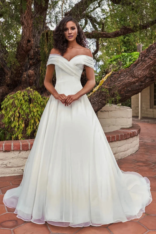 Sweetheart Tulle Button Back Draped Wedding Dress - Yihuiw by Yihuiw