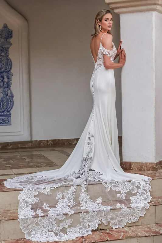 Mermaid Lace Train Wedding Dress - Yihuiw by Yihuiw
