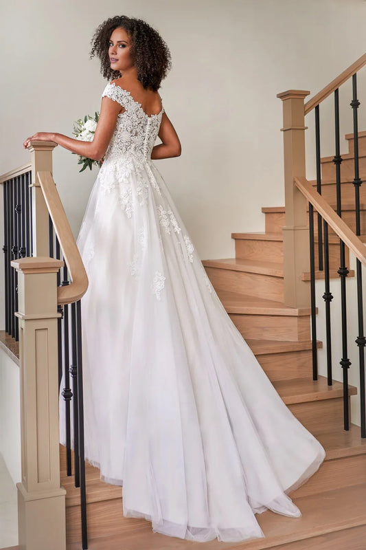 Tulle Lace-Up Back Wedding Dress - Yihuiw by Yihuiw