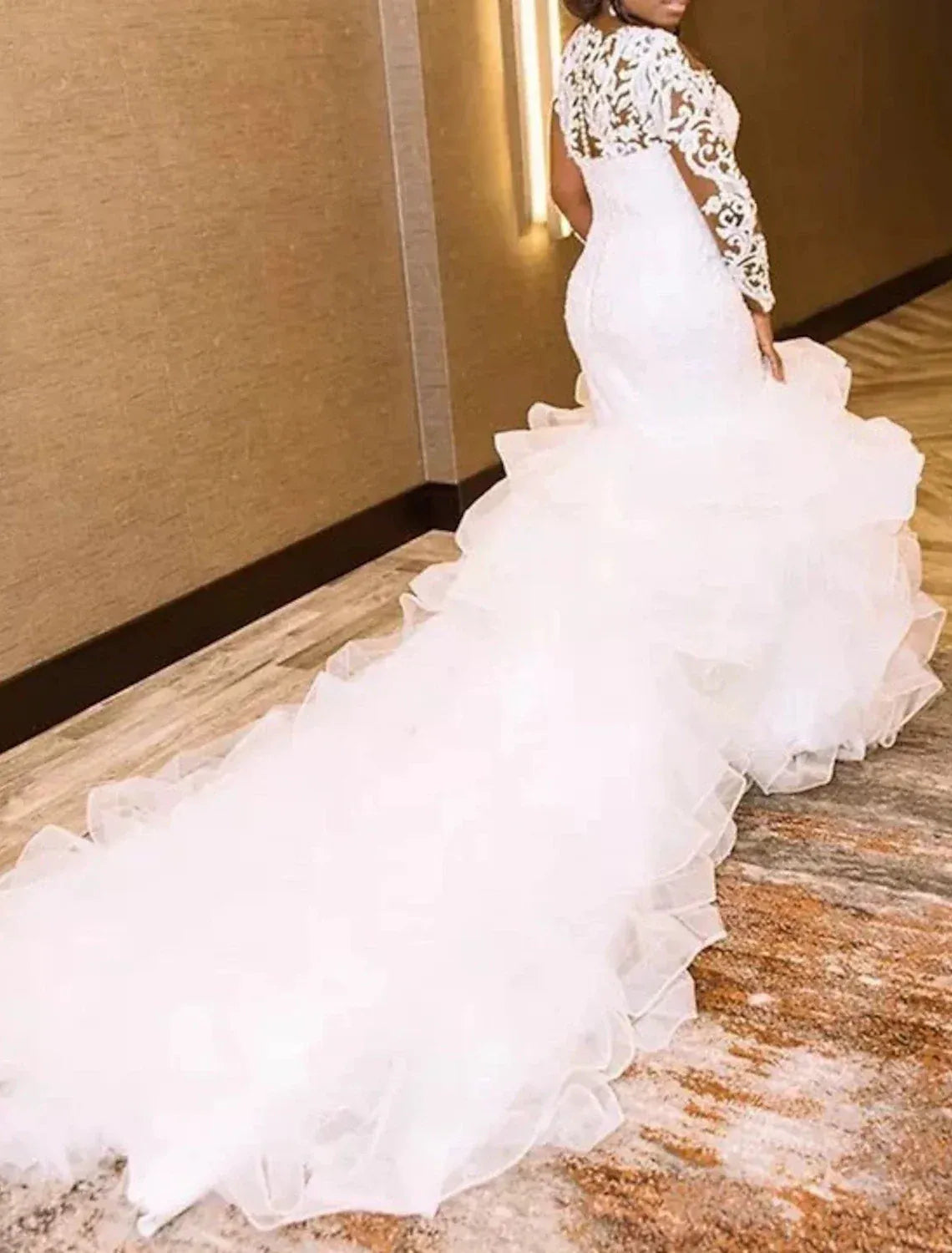 Multi Mermaid Tulle Ruffled Wedding Dress - Yihuiw by Yihuiw