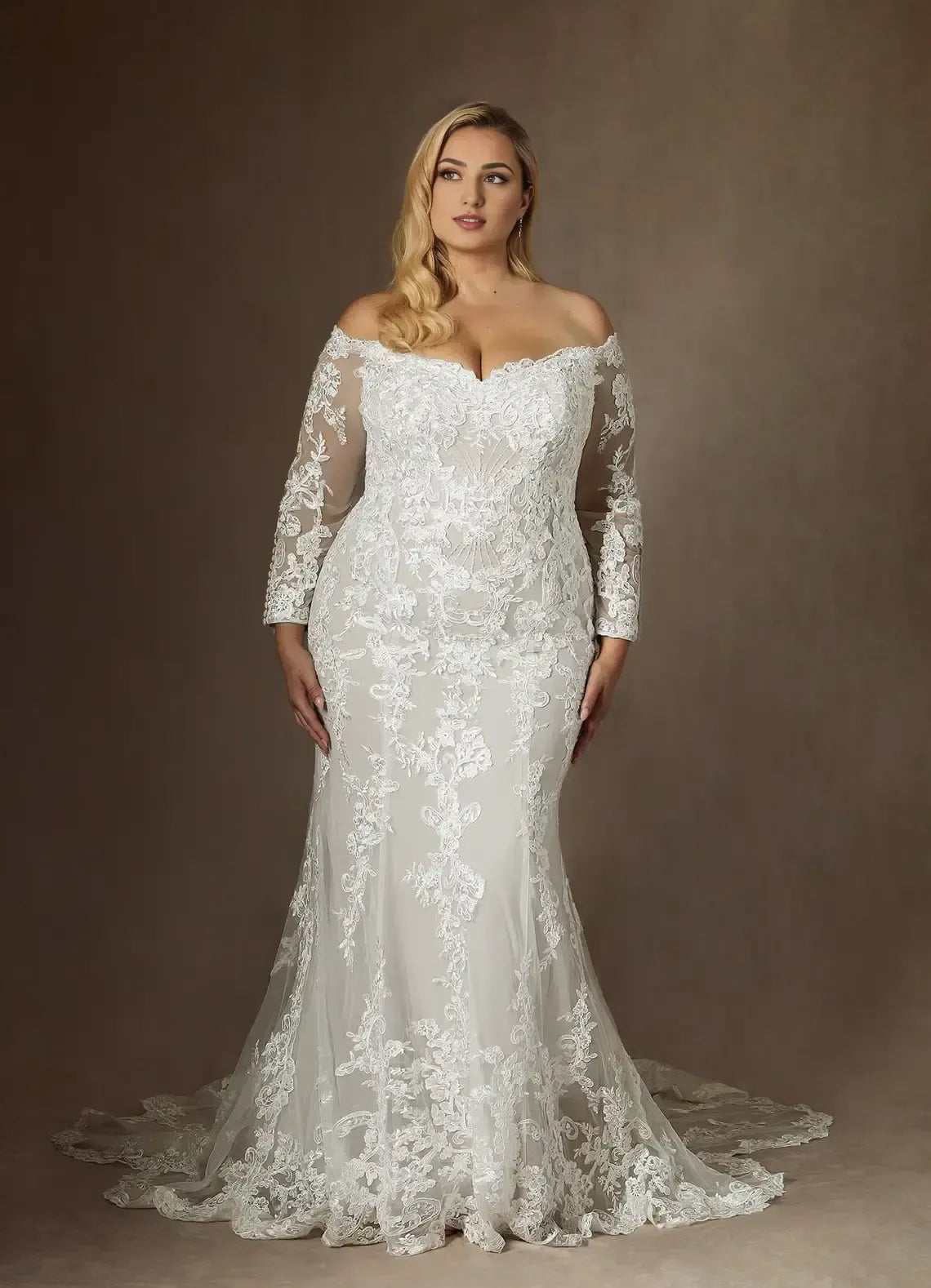 Mermaid Lace Long Sleeve Train Wedding Dress - Yihuiw by Yihuiw