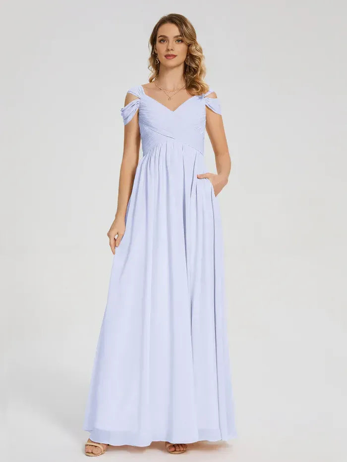 A-Line Chiffon High Slit Wedding Dress - Yihuiw by Yihuiw