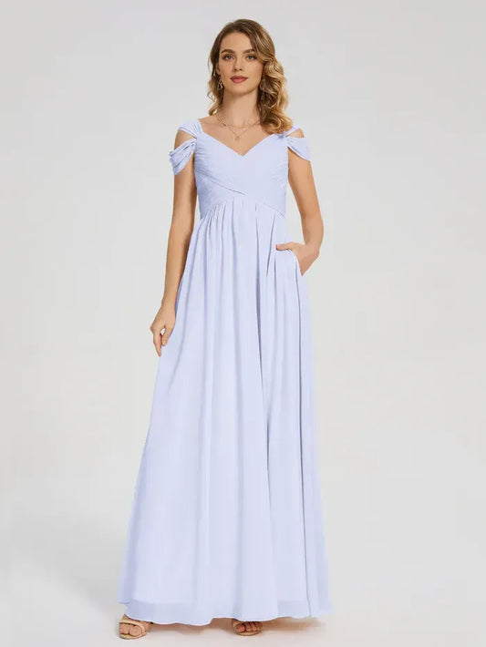 A-Line Chiffon High Slit Wedding Dress - Yihuiw by Yihuiw